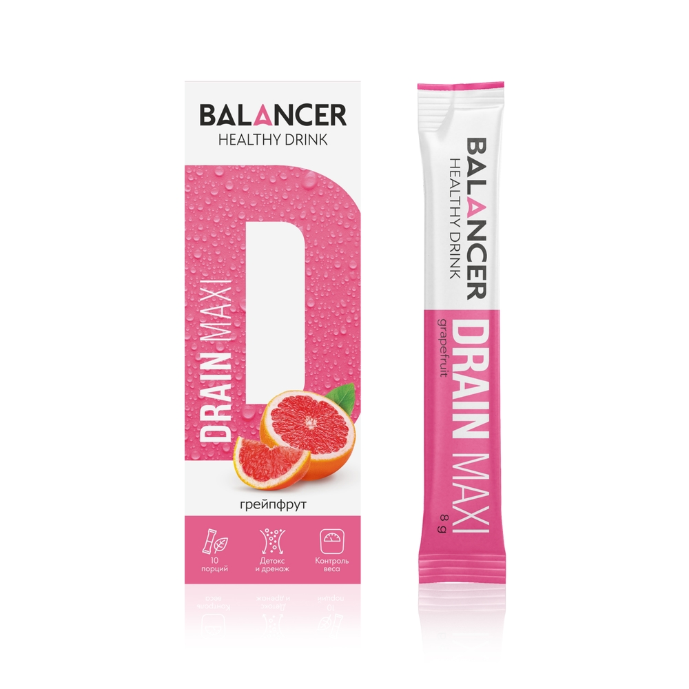 სასმელი დრენაჟის ეფექტით BALANCER DRAIN MAXI „გრეიპფრუტის“ არომატით, 10 პაკეტი