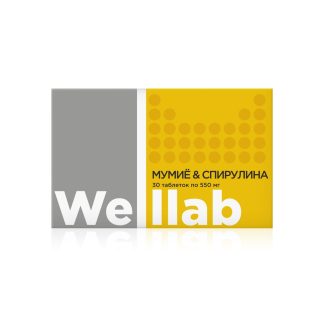 ბადი ორგანიზმის აღდგენა Welllab მუმიო & სპირულინა, 30 აბი