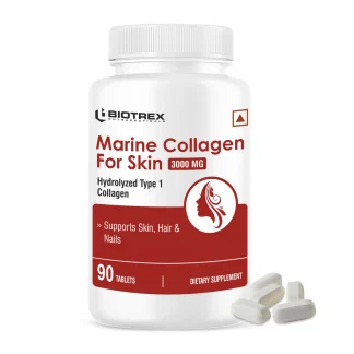 Biotrex Marine Collagen 3000mg Peptides With Biotin, Hyaluronic Acid, Vitamin C & E, Type 1 Marine Collagen, Healthy Hair, Skin, Nails, For Men & Women ❌ არ არის რეკომენდებული ❌