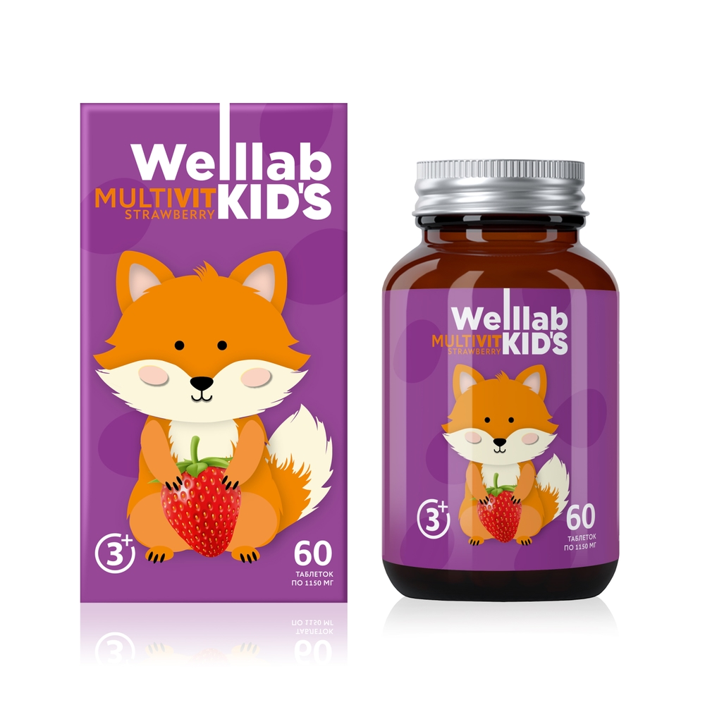 მულტივიტამინები ბავშვებისთვის WELLLAB KIDS MULTIVIT, 60 აბი