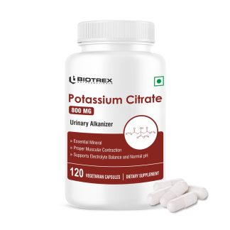 Biotrex Potassium Citrate 800mg supplement, Healthy Bone & Joint Health, Supports Healthy Nerve Health - 120 Vegetarian Capsules ❌ არ არის რეკომენდებული ❌