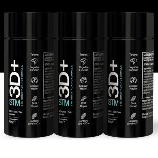STM 3D + replenish NAD+ levels, a vital coenzyme that powers cellular energy, supports DNA repair, and promotes overall cellular health.