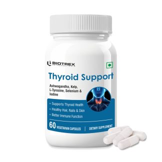 Biotrex Thyroid Care Supplement With Ashwagandha, Sea Kelp, Selenium, L-Tyrosine & Iodine, Supports Thyroid Health, Good mood - 60 Vegetarian Capsules ❌ არ არის რეკომენდებული ❌