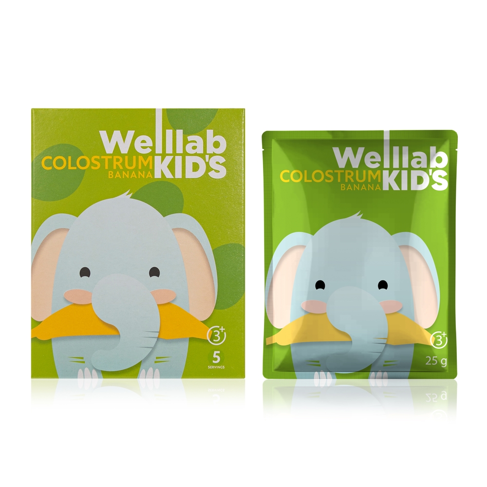 საბავშვო სასმელი ბანანის გემოთი WELLLAB KIDS COLOSTRUM, 5 საშე