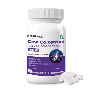 Biotrex Cow Colostrum 1000mg, 24% IgG, Supports Gut Health & Immune Health - 60 Vegetarian Capsules ❌ არ არის რეკომენდებული ❌