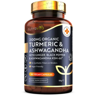 Organic Turmeric 2100mg & Ashwagandha KSM-66 ® with Ginger & Black Pepper ❌ არ არის რეკომენდებული ❌