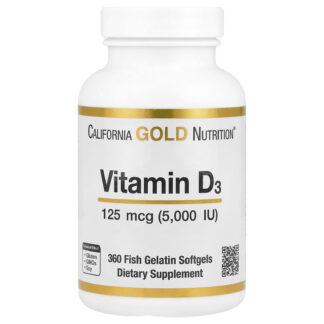 Vitamin D3, 125 mcg (5,000 IU), 360 Fish Gelatin Softgels ❌️ არ არის რეკომენდებული ❌️