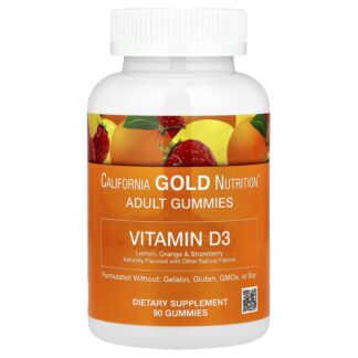 Vitamin D3 Gummies, Lemon, Orange, & Strawberry, 90 Gummies (25 mcg (1,000 IU per Gummy)) ❌️ არ არის რეკომენდებული ❌️