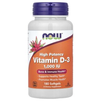 Vitamin D-3, High Potency, 1,000 IU, 180 Softgels ❌️ არ არის რეკომენდებული ❌️