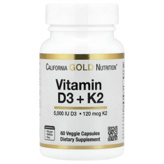 Vitamin D3 + K2 as MK-7, 60 Veggie Capsules ❌️ არ არის რეკომენდებული ❌️