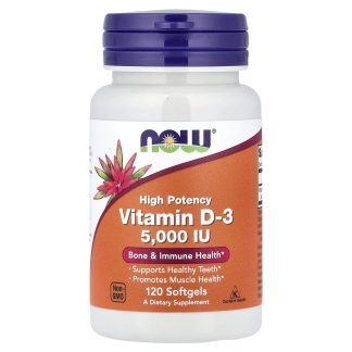 Vitamin D-3, High Potency, 125 mcg (5,000 IU), 120 Softgels ❌️ არ არის რეკომენდებული ❌️